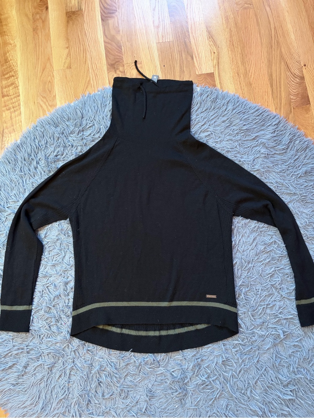 Sweaty Betty Black Merino Wool Cowl Neck Oversized Fit Merino Wool Sweater XS
